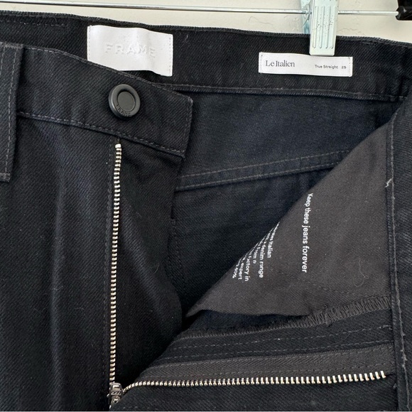 NWT Frame Italien True Straight 25 Noir Grey Stitching High Rise - Picture 3 of 4